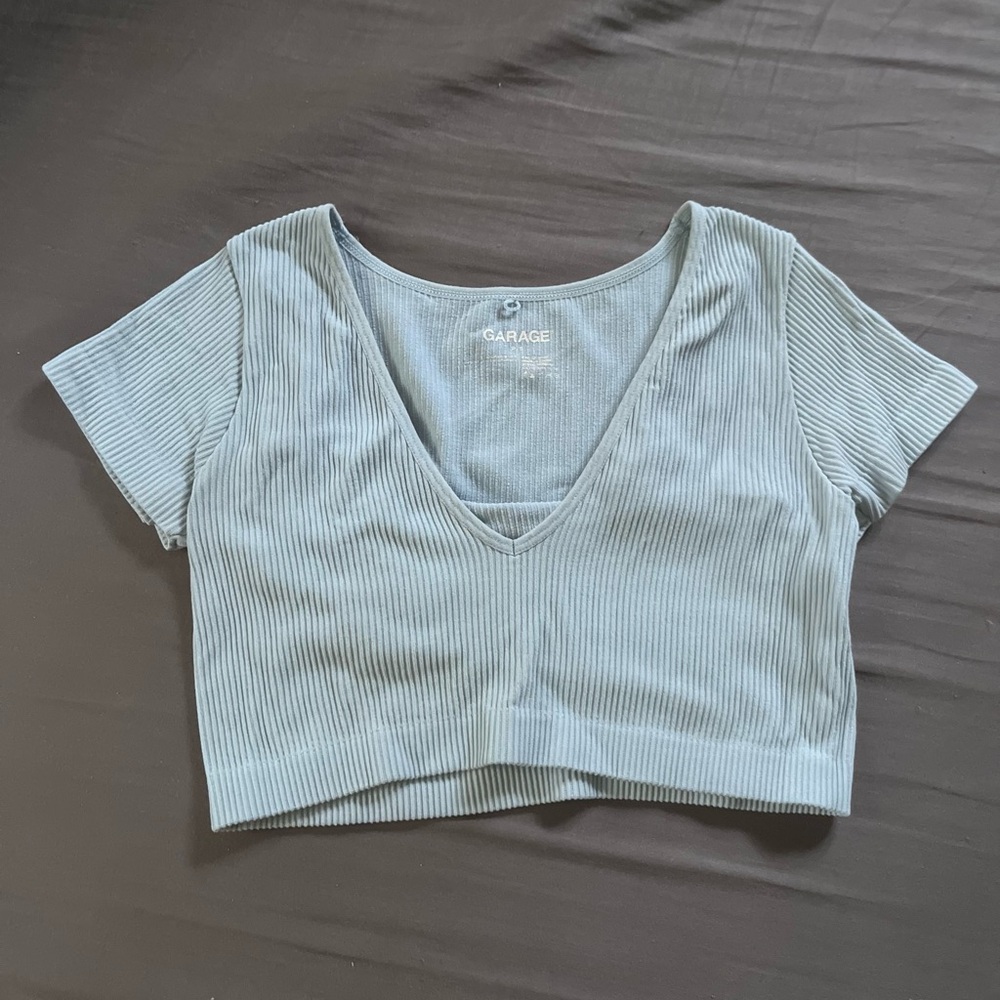 Garage Sky Blue Ribbed Tee
